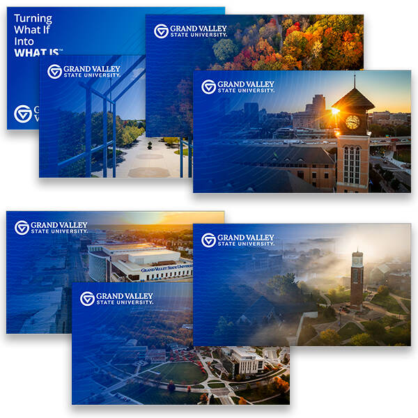 A mockup of several background images featuring campus beauty shots.